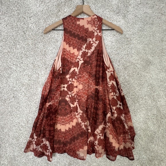 SHOW ME YOUR MUMU S Trapeze Mini Dress Happy Henna Red Rust Sleeveless Festival - Picture 5 of 9